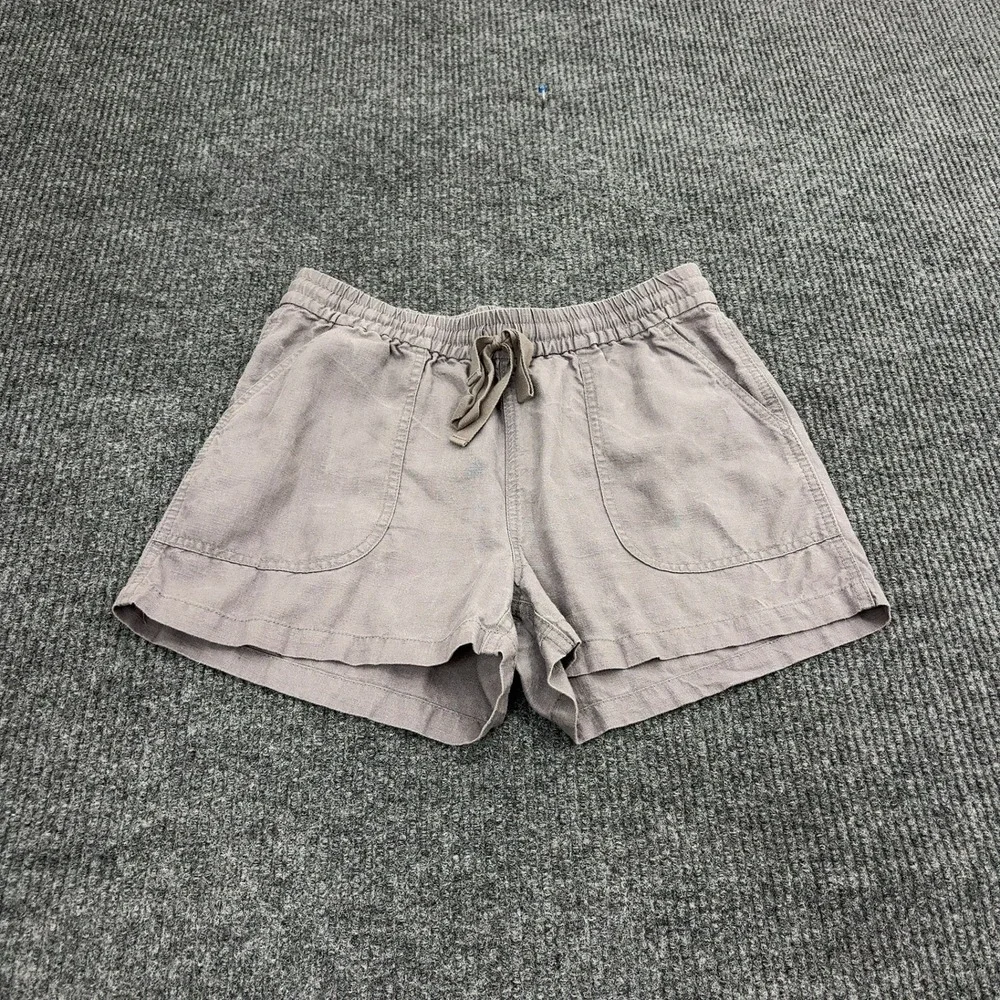 Point Sur Shorts Women XS Taupe Linen Drawstring Elastic Waist Casual Beach Boho